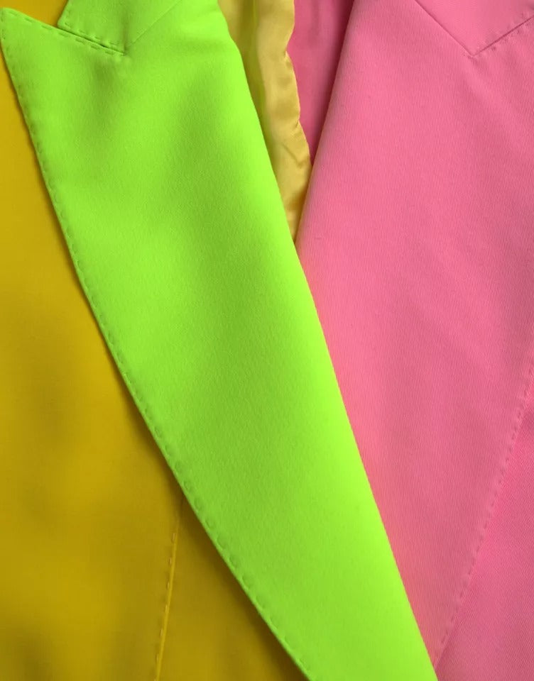 Dolce &amp; Gabbana – Mehrfarbige Patchwork-Manteljacke mit steigendem Revers