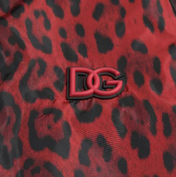Dolce &amp; Gabbana – Rote Bomber-Kurzmanteljacke mit Leopardenmuster