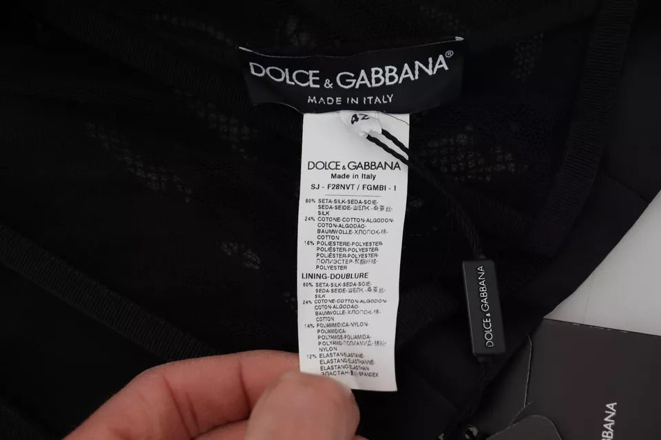 Dolce &amp; Gabbana – Schwarze, transparente Korsettjacke aus Organza-Seide mit Spitze