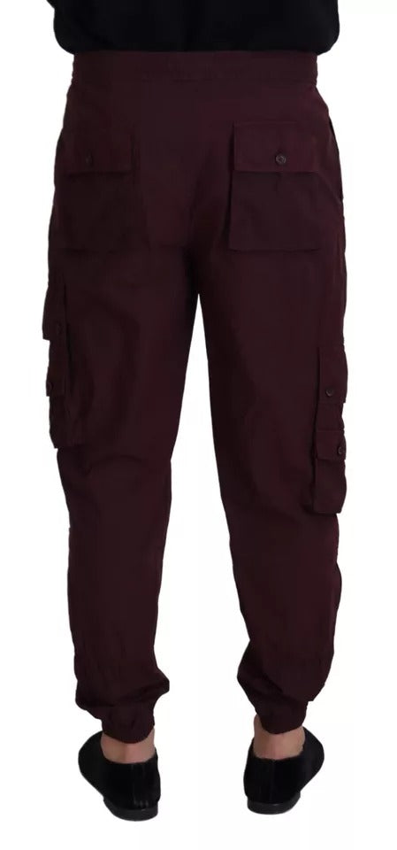 Dolce &amp; Gabbana Bordeaux Cargo Jogger Hose Baumwollhose