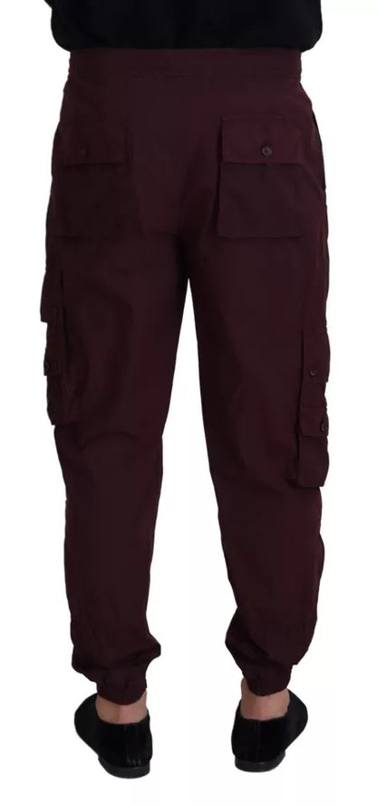 Dolce &amp; Gabbana Bordeaux Cargo Jogger Hose Baumwollhose