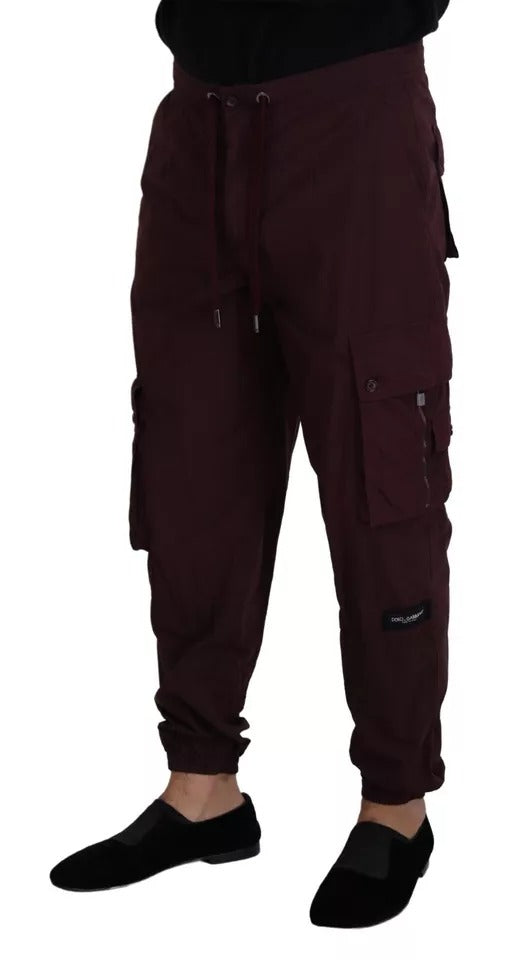 Dolce &amp; Gabbana Bordeaux Cargo Jogger Hose Baumwollhose
