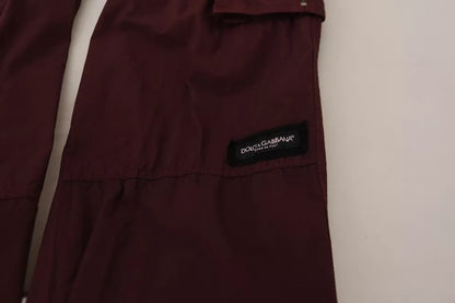 Dolce &amp; Gabbana Bordeaux Cargo Jogger Hose Baumwollhose