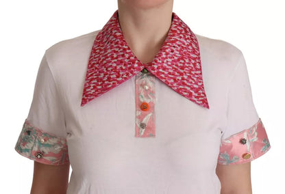 Dolce &amp; Gabbana – Weißes Sartoria-T-Shirt mit Knopfleiste und weitem Kragen