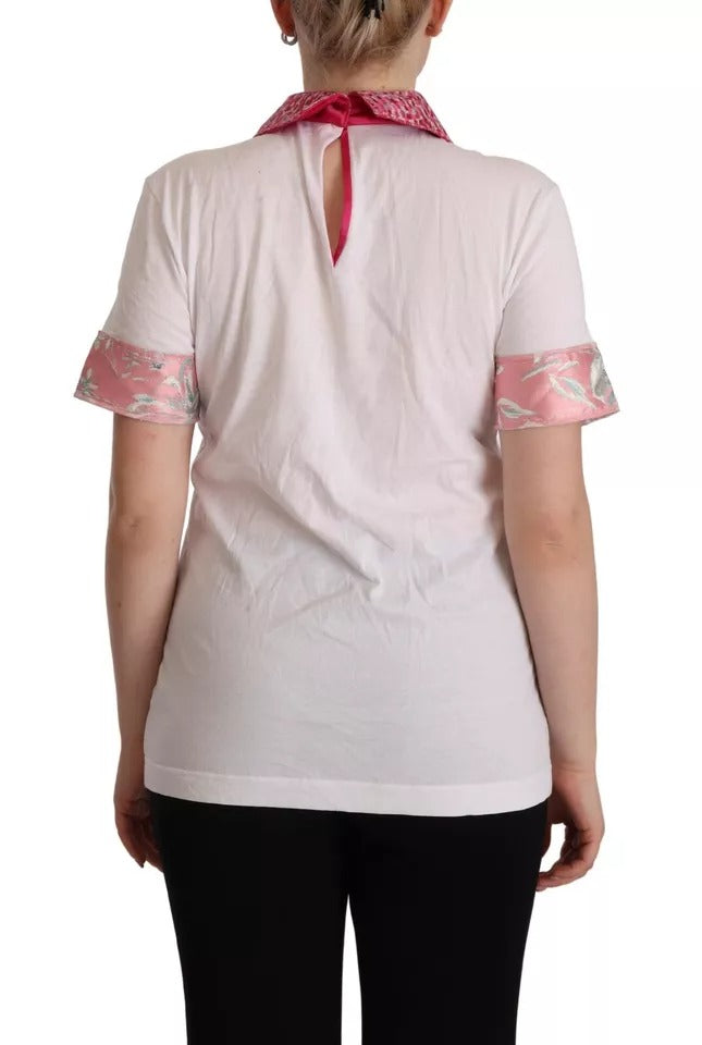 Dolce &amp; Gabbana – Weißes Sartoria-T-Shirt mit Knopfleiste und weitem Kragen