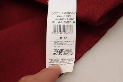 Dolce &amp; Gabbana Bordeauxfarbenes Langarm-Herrenhemd aus Baumwolle