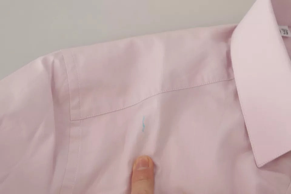 Dolce &amp; Gabbana Hellrosa Baumwollkleid Formelles Herren GOLD Hemd