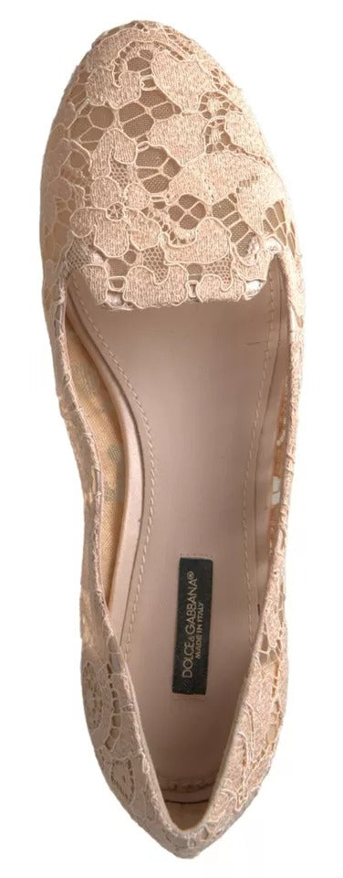 Dolce &amp; Gabbana Beige Loafers mit Blumenspitze