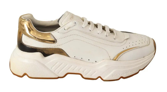 Dolce &amp; Gabbana – Sportliche Daymaster-Sneaker aus weißem Leder in Gold