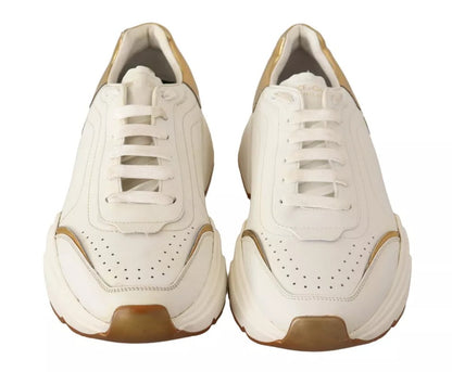 Dolce &amp; Gabbana – Sportliche Daymaster-Sneaker aus weißem Leder in Gold