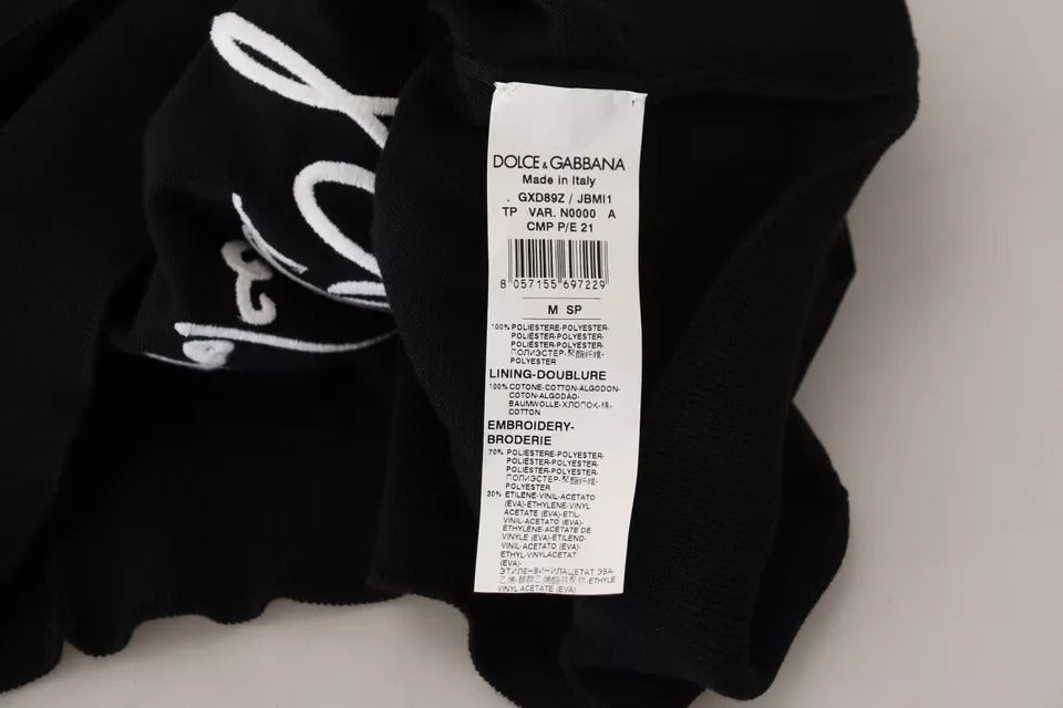 Dolce &amp; Gabbana Schwarzer Polyester-Pullover mit Rundhalsausschnitt für Herren
