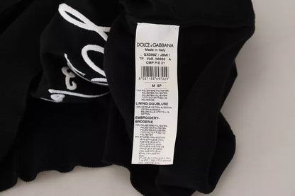 Dolce &amp; Gabbana Schwarzer Polyester-Pullover mit Rundhalsausschnitt für Herren