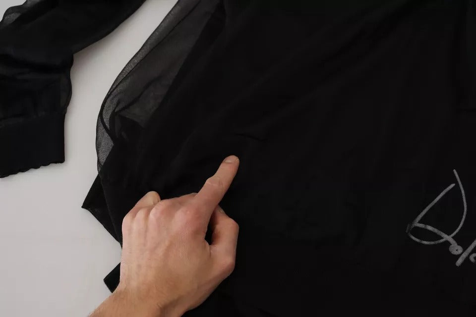 Dolce &amp; Gabbana Schwarzer Polyester-Pullover mit Rundhalsausschnitt für Herren