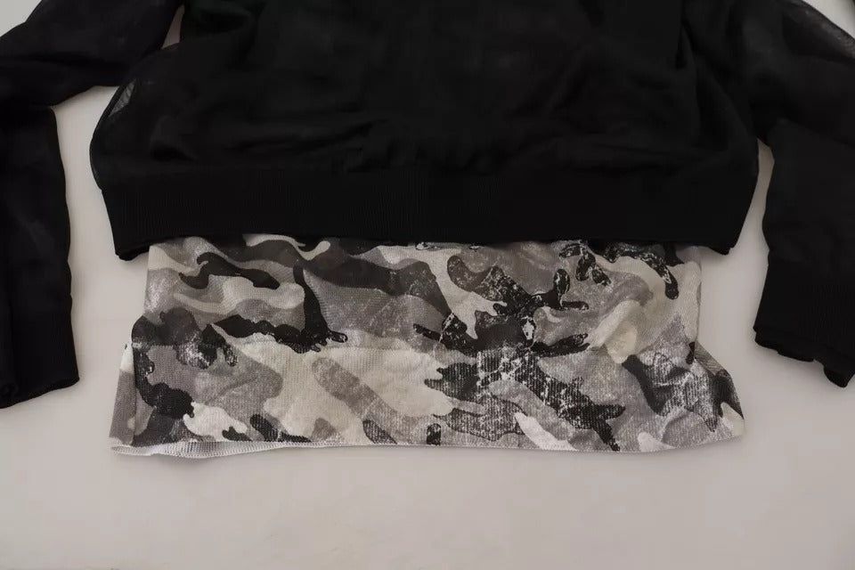 Dolce &amp; Gabbana – Schwarzer Polyester-Pullover mit Rundhalsausschnitt