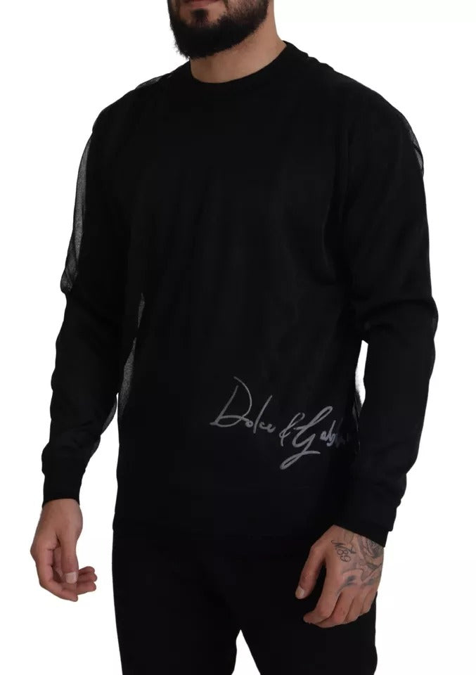 Dolce &amp; Gabbana Schwarzer Polyester-Logo-Pullover für Herren