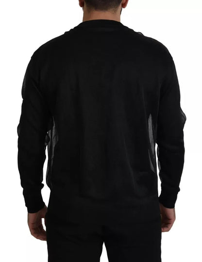 Dolce &amp; Gabbana Schwarzer Polyester-Logo-Pullover für Herren