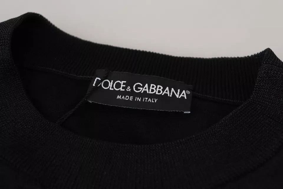 Dolce &amp; Gabbana Schwarzer Polyester-Logo-Pullover für Herren