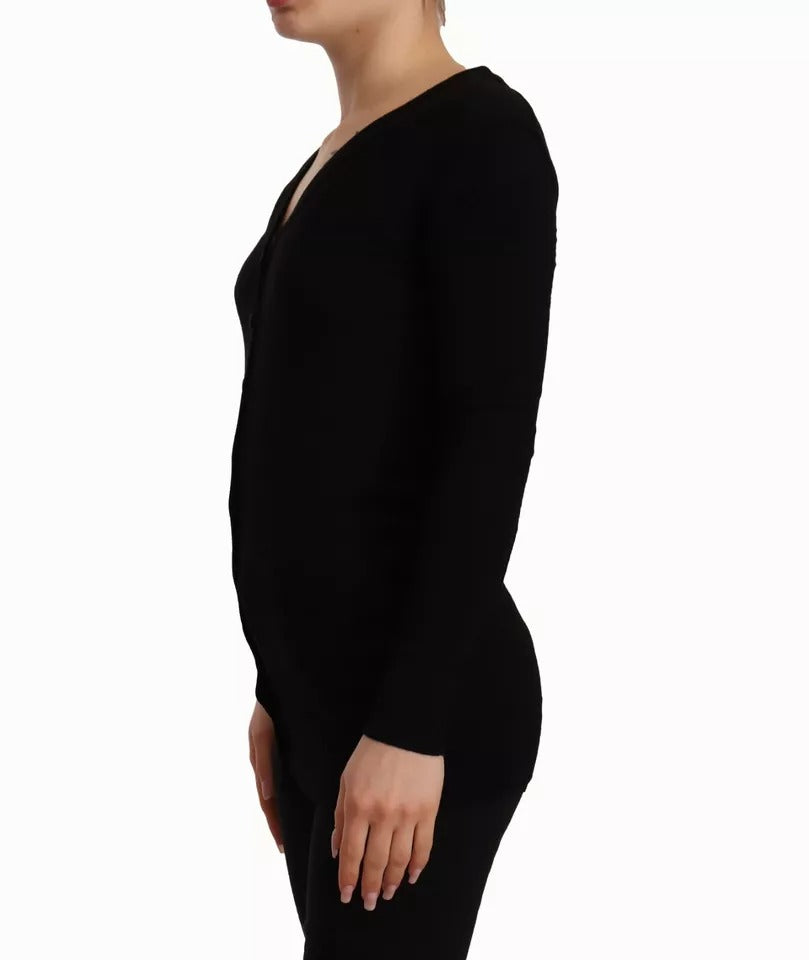 Dolce &amp; Gabbana – Schwarzer Wollstrick-Cardigan mit Knopfleiste