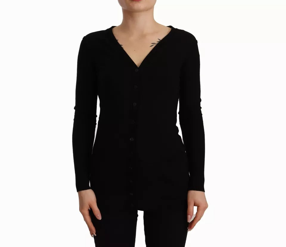 Dolce &amp; Gabbana – Schwarzer Wollstrick-Cardigan mit Knopfleiste