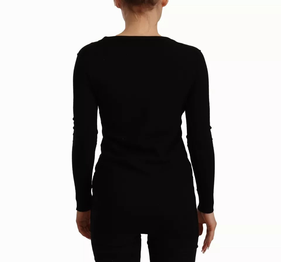 Dolce &amp; Gabbana – Schwarzer Wollstrick-Cardigan mit Knopfleiste