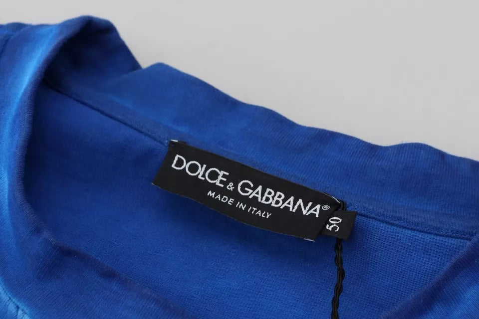 Blauer Pullover mit Rundhalsausschnitt aus DGWAY-Baumwolle von Dolce &amp; Gabbana