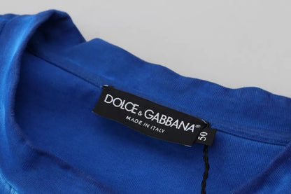 Blauer Pullover mit Rundhalsausschnitt aus DGWAY-Baumwolle von Dolce &amp; Gabbana