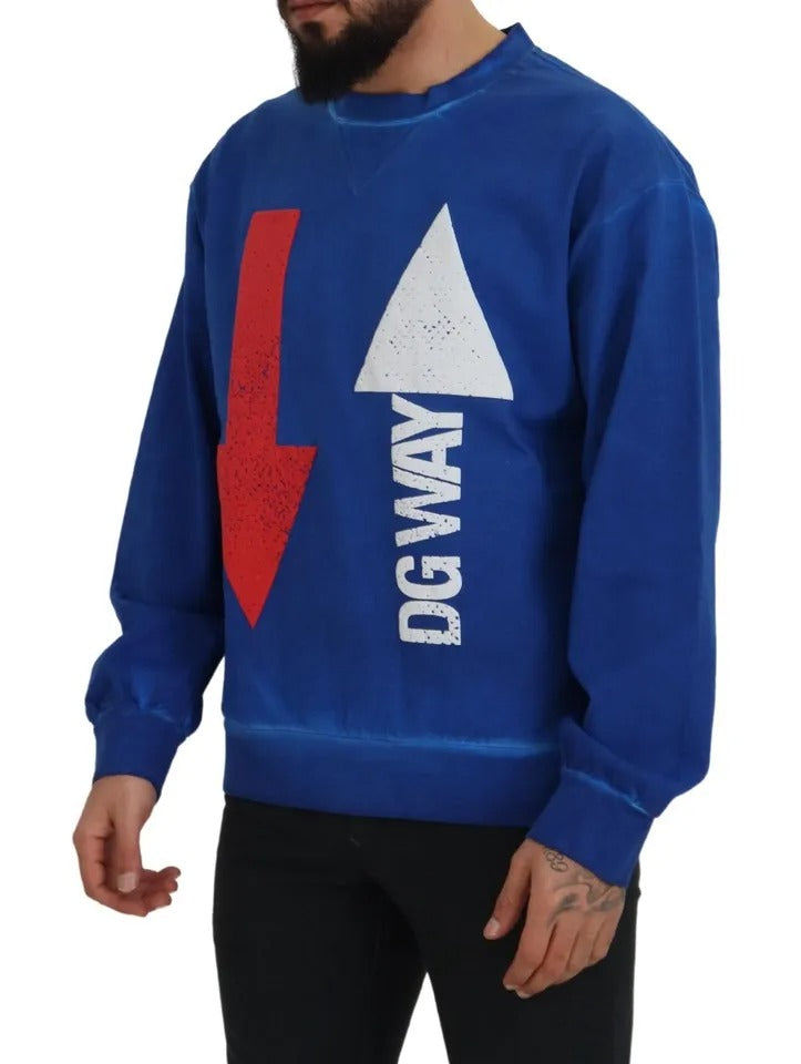 Blauer Pullover mit Rundhalsausschnitt aus DGWAY-Baumwolle von Dolce &amp; Gabbana