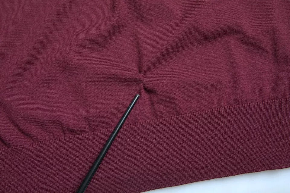 Dolce &amp; Gabbana Bordeaux Wollstrickpullover mit Rundhalsausschnitt
