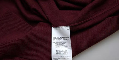 Dolce &amp; Gabbana Bordeaux Wollstrickpullover mit Rundhalsausschnitt