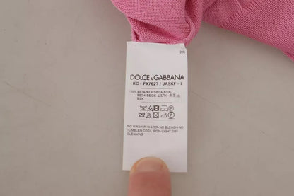 Dolce &amp; Gabbana – Strickjacke aus 100 % Seide mit Knopfleiste in Rosa
