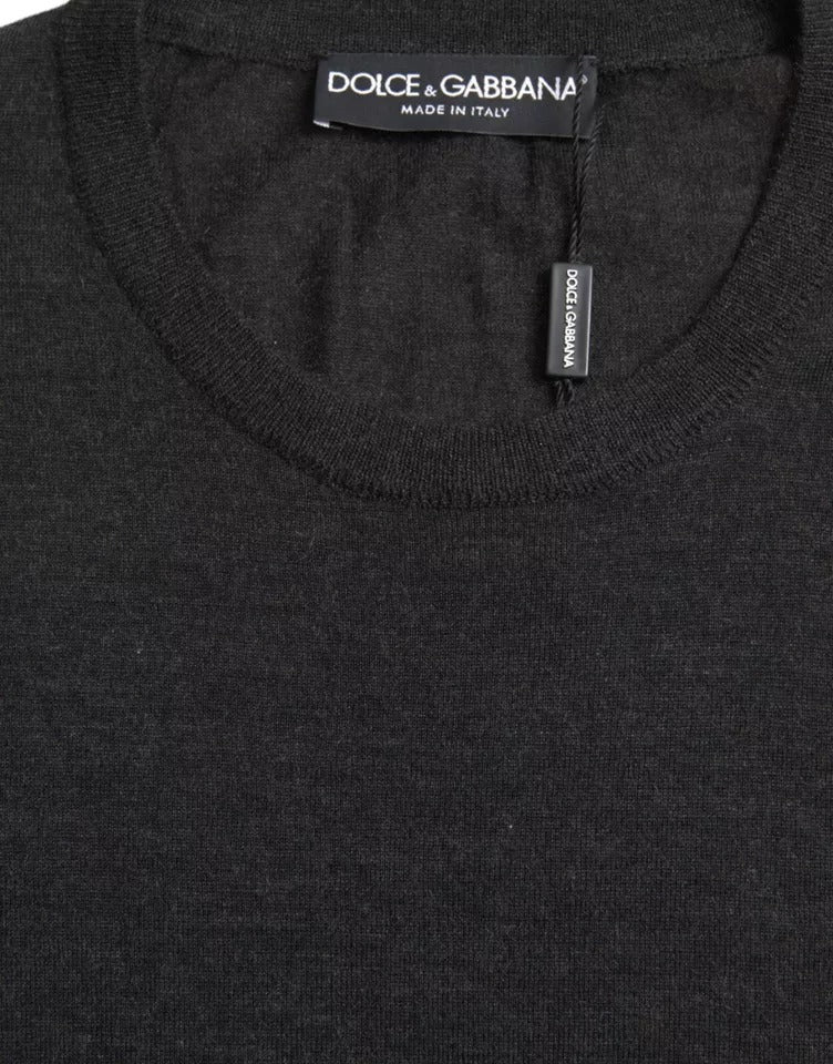 Dolce &amp; Gabbana Dunkelgrauer Kaschmirpullover mit Rundhalsausschnitt