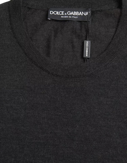 Dolce &amp; Gabbana Dunkelgrauer Kaschmirpullover mit Rundhalsausschnitt