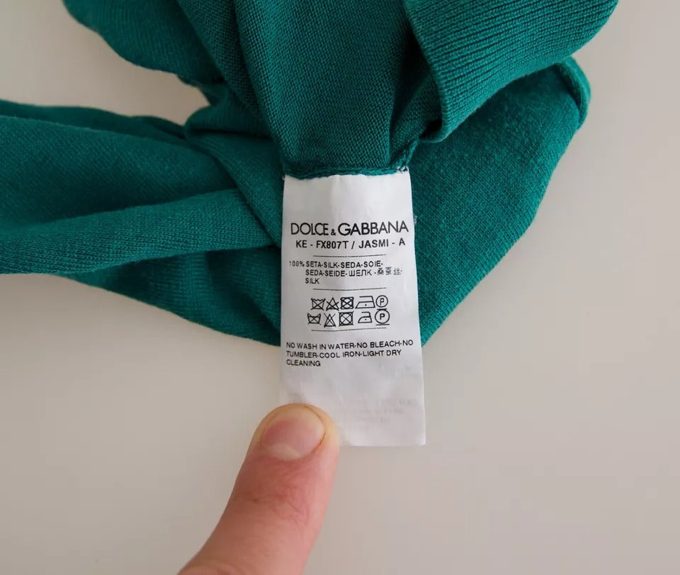 Dolce &amp; Gabbana – Dunkelgrüner Rollkragenpullover mit kurzem Schnitt
