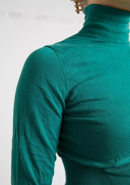 Dolce &amp; Gabbana – Dunkelgrüner Rollkragenpullover mit kurzem Schnitt