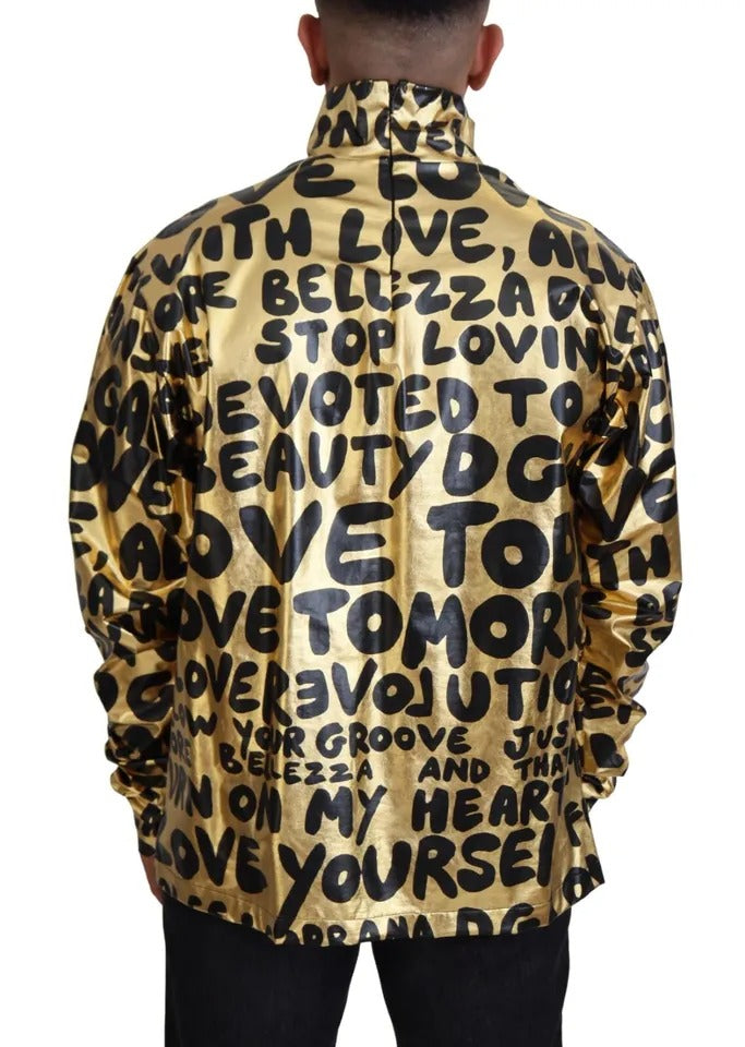 Dolce &amp; Gabbana Rollkragenpullover mit goldenem Logo-Print