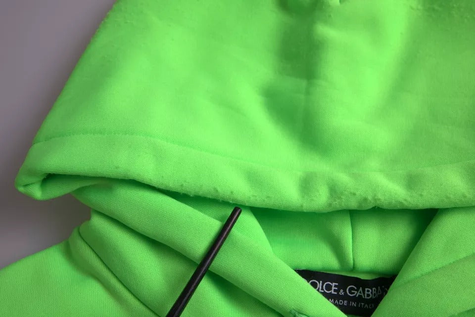 Dolce &amp; Gabbana Neongrünes Logo-Pullover mit Kapuze