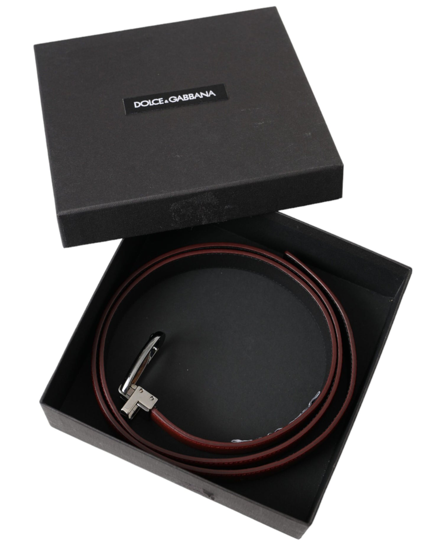 Dolce &amp; Gabbana Herrengürtel aus braunem Leder mit silberner Metallschnalle