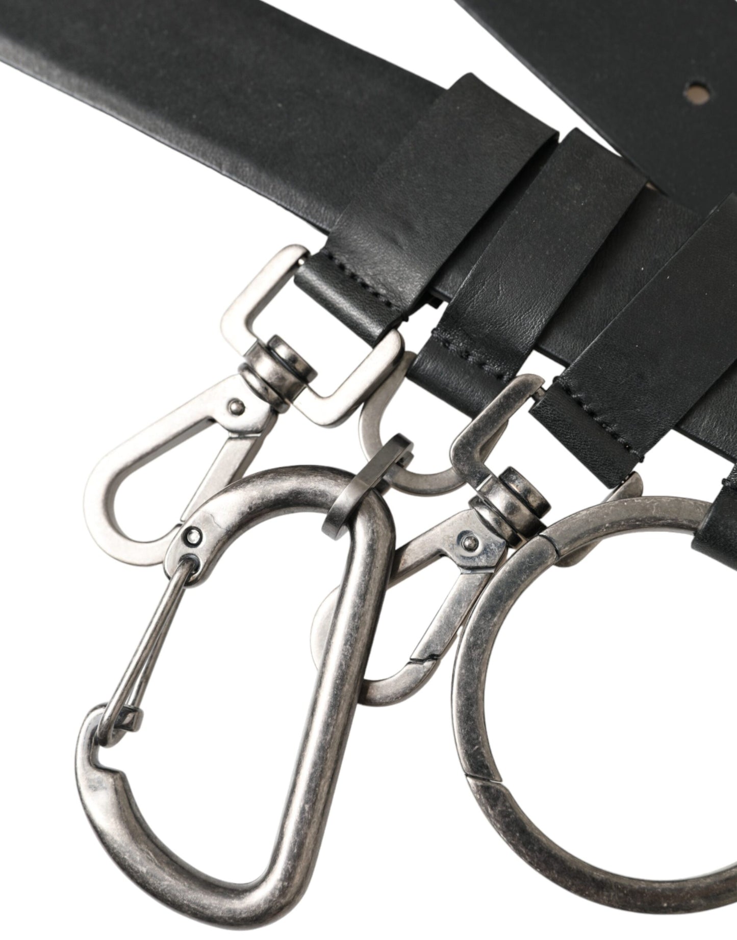 Dolce &amp; Gabbana – Gürtel aus schwarzem Kalbsleder mit silberner Metallschnalle