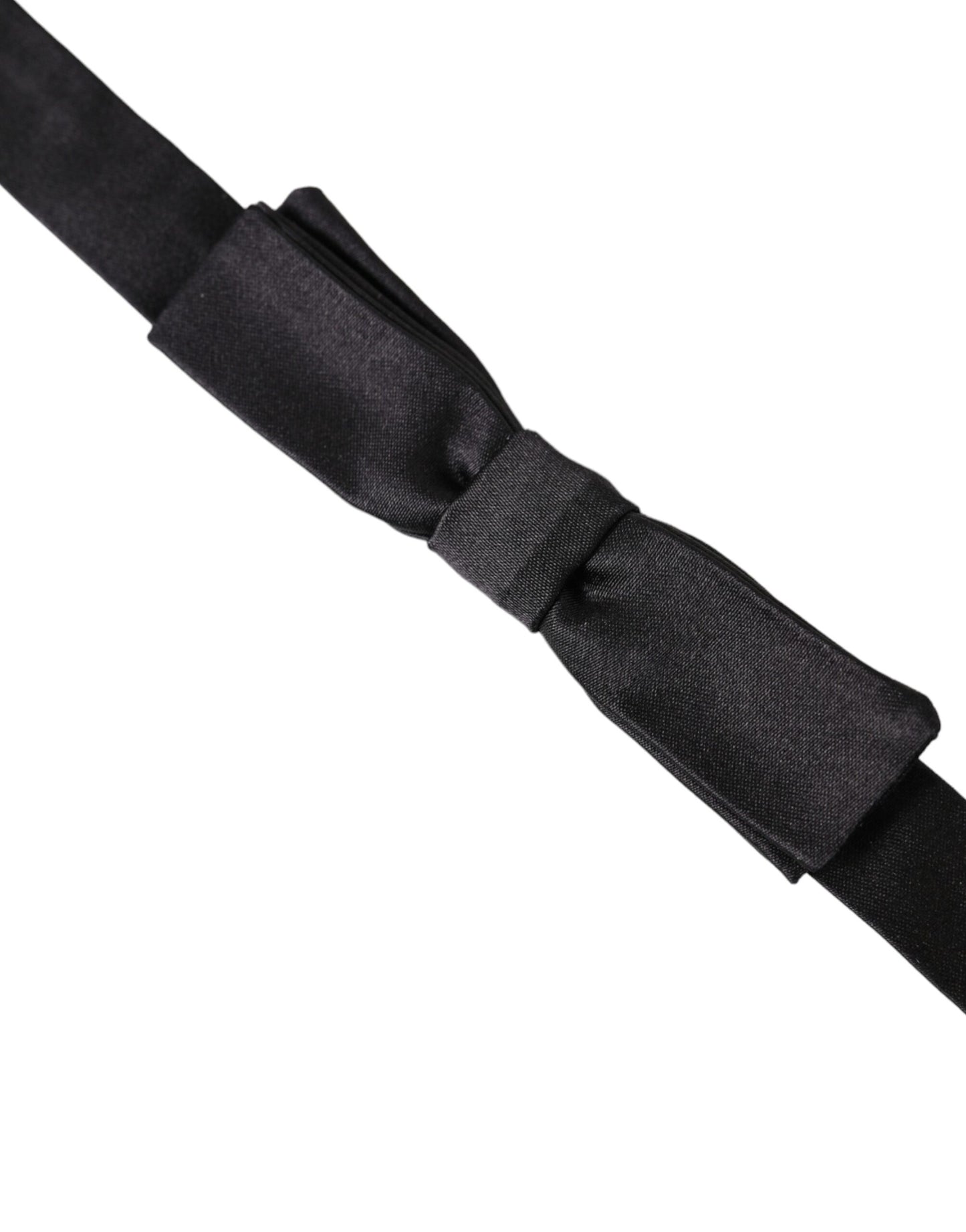 Dolce &amp; Gabbana Dunkelgraue Herrenfliege aus Seide mit verstellbarem Hals