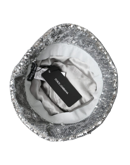 Dolce &amp; Gabbana – Silberner Nylon-Fischerhut mit Pailletten für Herren