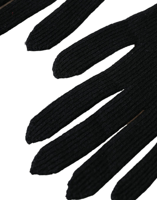 Dolce &amp; Gabbana – Schwarze, ellbogenlange Strickhandschuhe aus Kaschmir