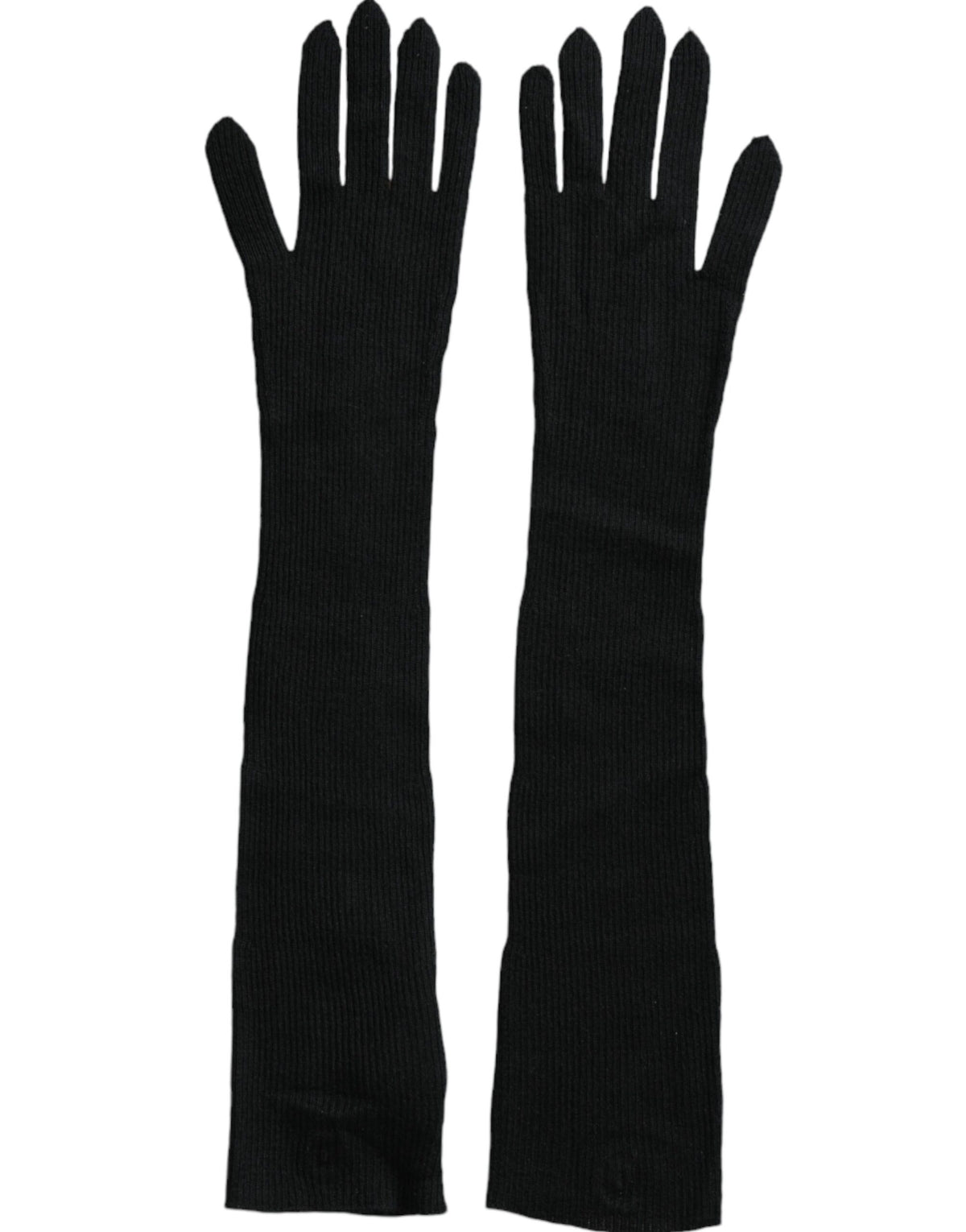 Dolce &amp; Gabbana – Schwarze, ellbogenlange Strickhandschuhe aus Kaschmir