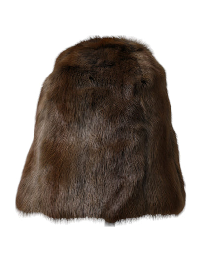 Dolce &amp; Gabbana Braune Wieselpelz-Mütze aus Kaschmir für Damen