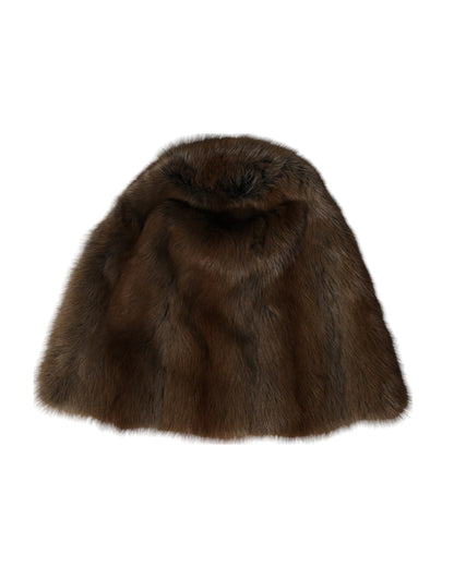 Dolce &amp; Gabbana Braune Wieselpelz-Mütze aus Kaschmir für Damen
