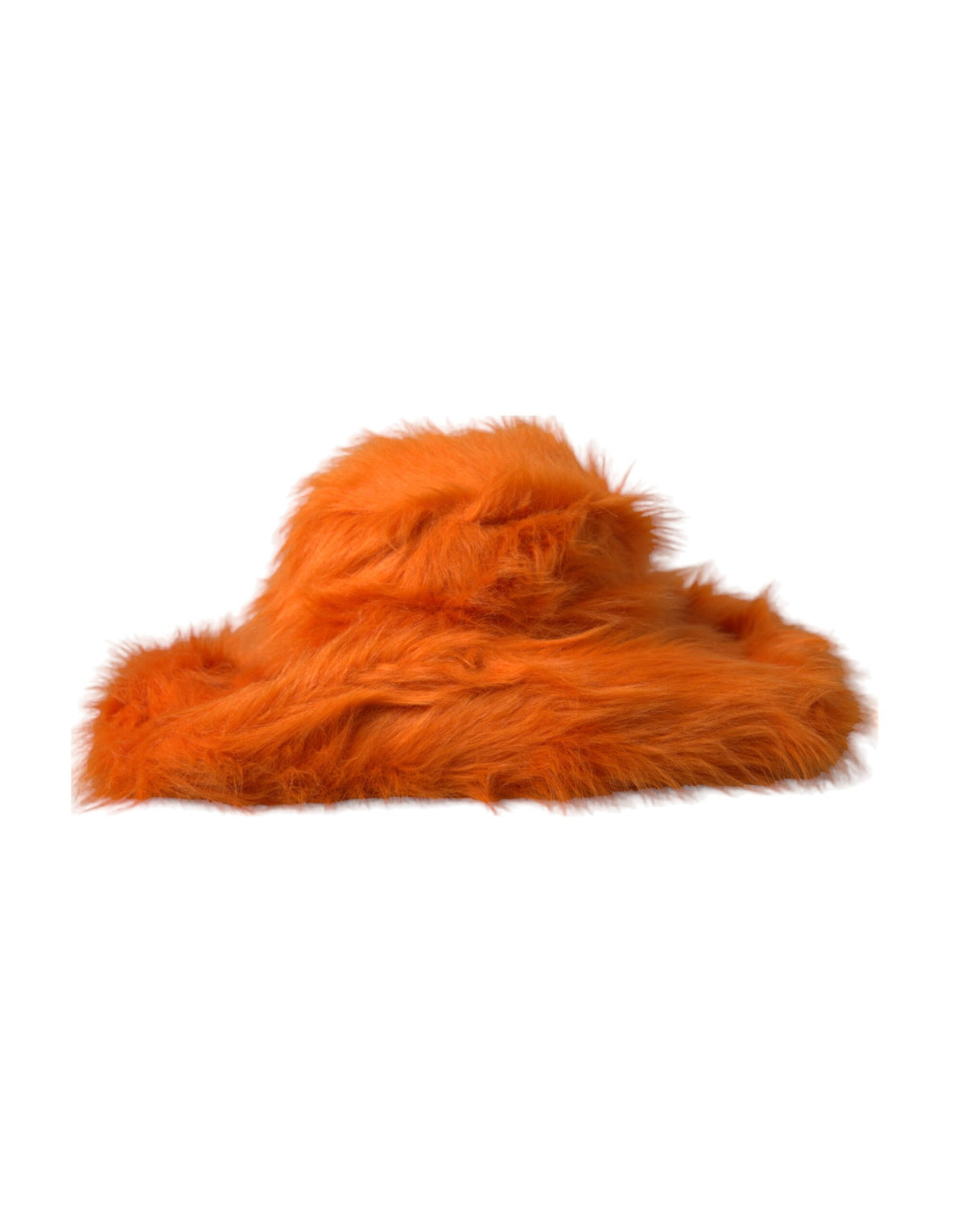 Dolce &amp; Gabbana Orangefarbener Fedora-Hut aus Polyester mit Kunstpelz