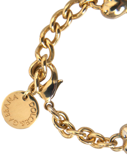 Dolce &amp; Gabbana – Goldfarbenes Messingkettenarmband „MY DOG“ mit Herzmotiv