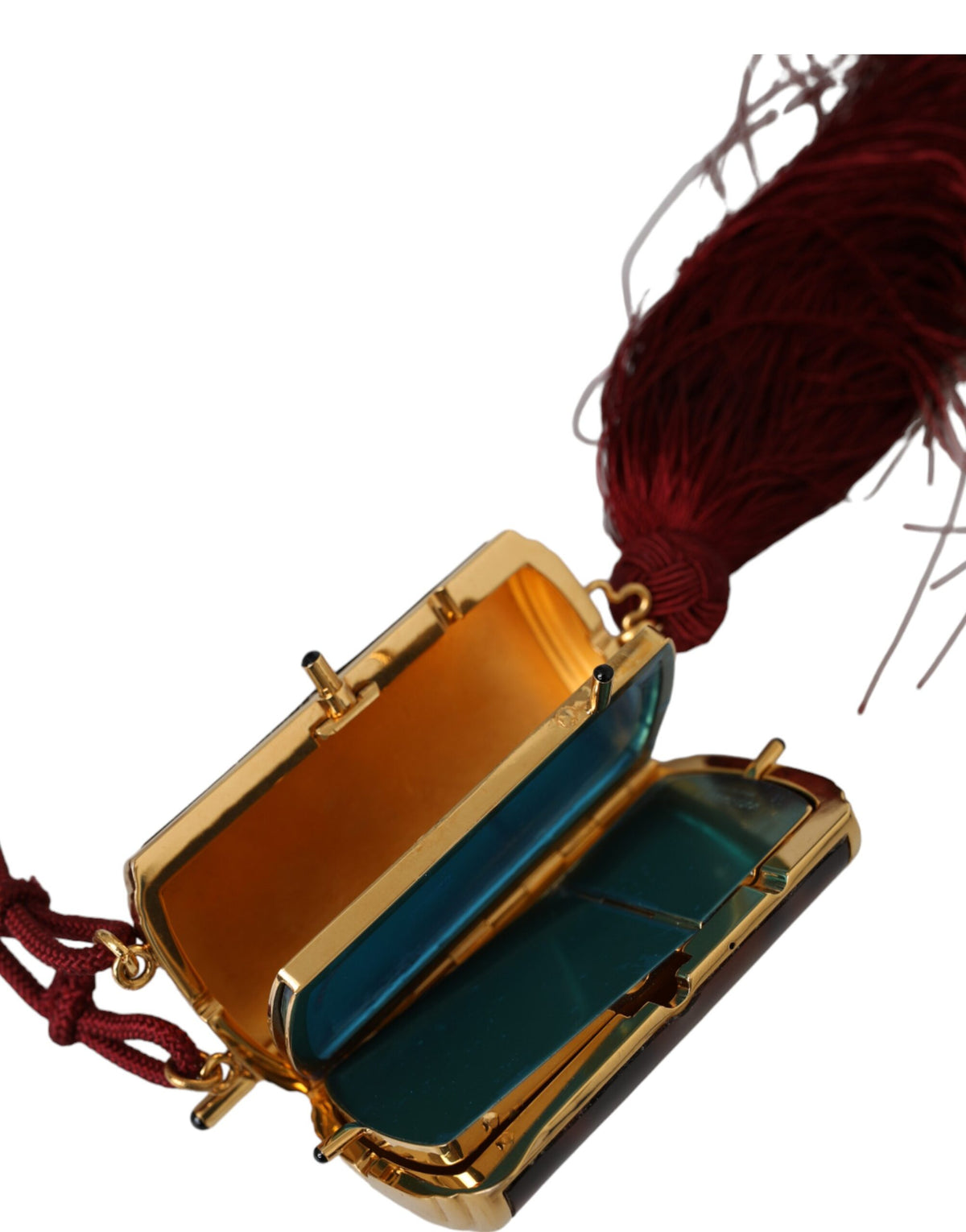 Dolce &amp; Gabbana – Make-up-Tasche mit Mini-Spiegel und Quaste in Braun mit Leopardenmuster