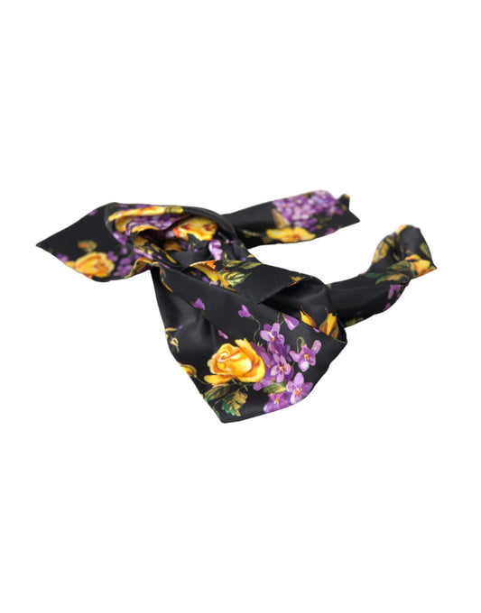 Dolce &amp; Gabbana Schwarzes Seiden-Stirnband mit Blumenapplikation für Damen