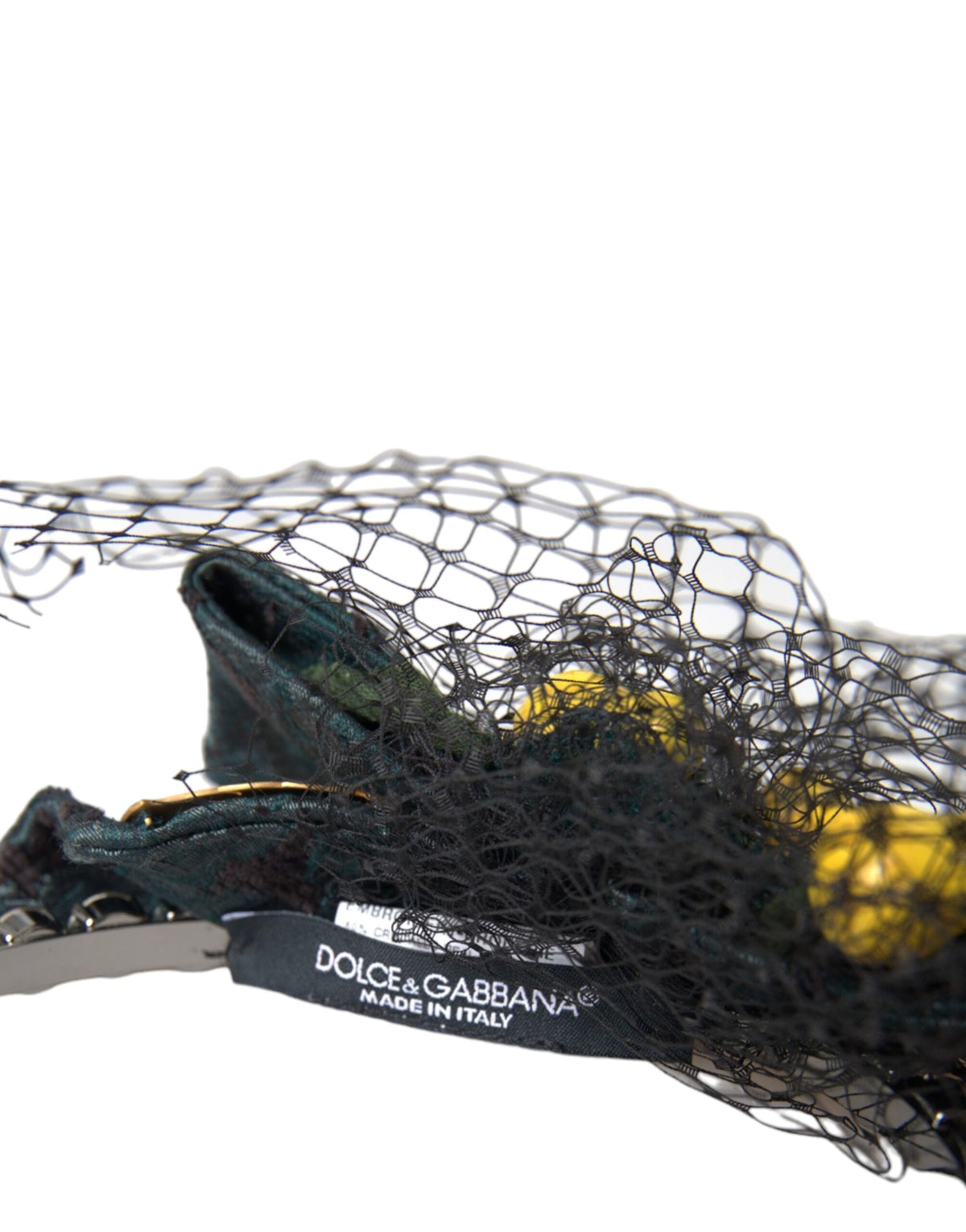 Dolce &amp; Gabbana Schwarze Zitronen Sizilien Lila Kristallnetz Stirnband Diadem