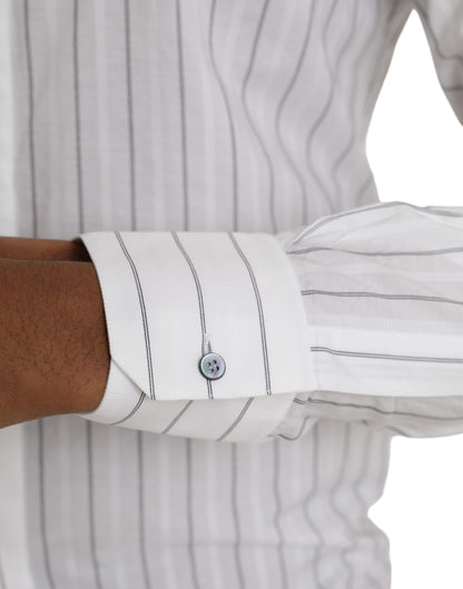 Dolce &amp; Gabbana Schwarz-Weiß gestreiftes Abendkleid GOLD Hemd